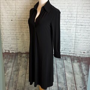 Norma‎ Kamali Jersey Shift Dress S Stretch Long Sleeve Pockets Minimalist